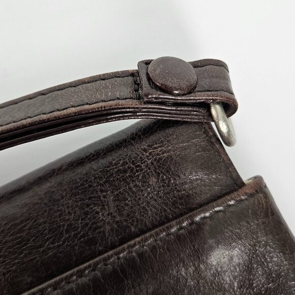 HOBO International Chocolate Brown Leather Flap Top Clutch Wristlet Wallet - Picture 7 of 10